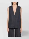 Amiri Cotton Waistcoat With Deep V-neck And Pockets In Black