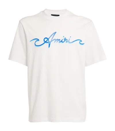 Amiri Cotton Wave Logo T-shirt In White