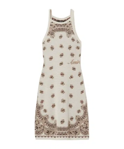 Amiri Cotton-jacquard Halterneck Midi Dress In Brown