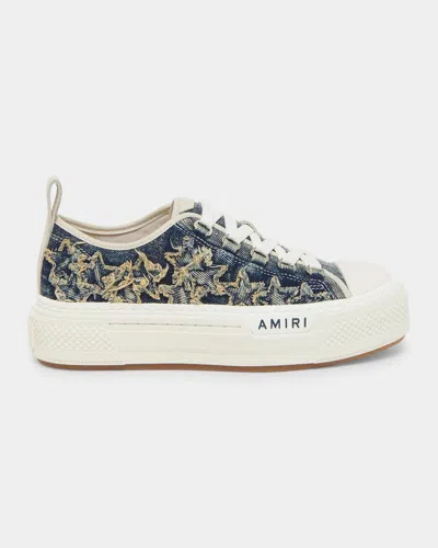 Amiri Court Denim Low-top Sneakers In Blue