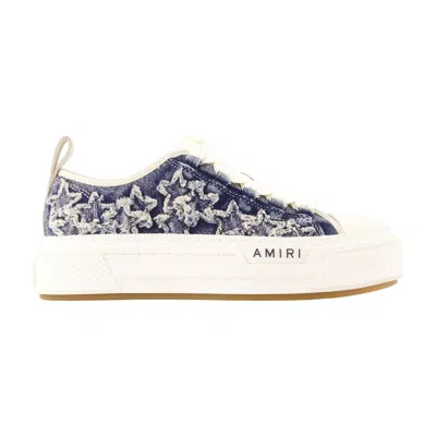 Amiri Embroidered Cotton Sneaker In Blue