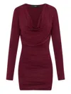 Amiri Cowl-neck Draped Mini Cocktail Dress In Burgundy