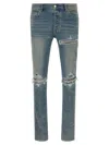 Amiri Distressed Five-pocket Denim Trousers In Blue