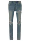 Amiri Distressed Five-pocket Denim Trousers In Blue