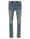 Amiri Distressed Five-pocket Denim Trousers In Blue
