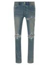 Amiri Distressed Five-pocket Denim Trousers In Blue
