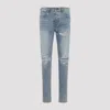 Amiri Distressed Five-pocket Denim Trousers In Blue