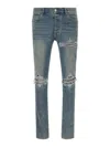 Amiri Distressed Five-pocket Denim Trousers In Blue