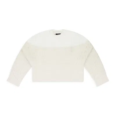 Amiri Cream Drop Needle Crewneck In White