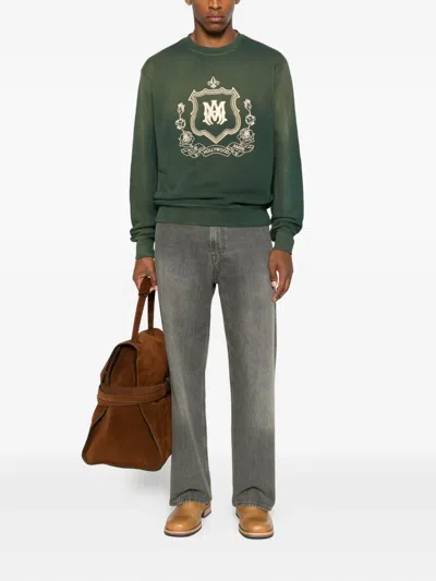 Amiri Crest-embroidered Sweatshirt In Green