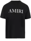 Amiri Black Crewneck T-shirt With Logo Lettering Print On The Front In Black
