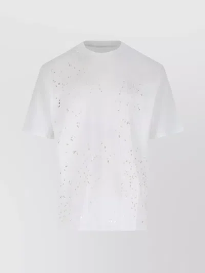 Amiri Crew Neck Distressed Detailing In White