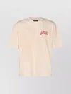 Amiri White Crewneck T-shirt With Logo Lettering On Front And Rear In Cotton Man In Pink