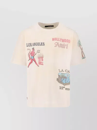AMIRI CREW NECK GRAPHIC PRINT SHORT SLEEVES