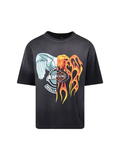 Amiri Crew Neck Graphic T-shirt With Contrasting Print In Black