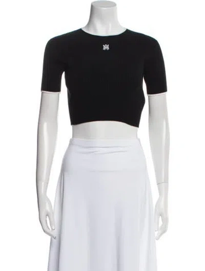 Pre-owned Amiri Crew Neck Short Sleeve Crop Top In Black