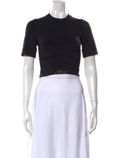 Pre-owned Amiri Crew Neck Short Sleeve Crop Top In Black