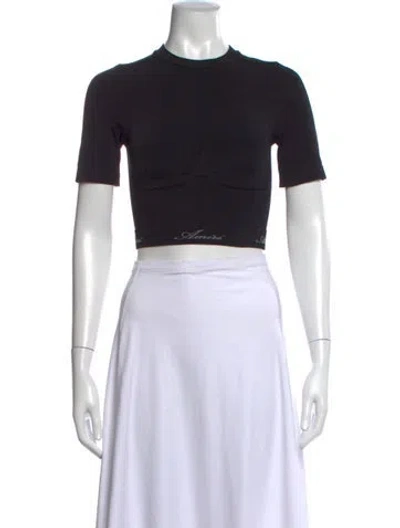 Pre-owned Amiri Crew Neck Short Sleeve Crop Top In Black