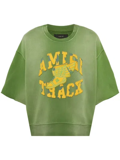 Amiri Crew-neck Short-sleeve Sweatshirt In 310 Green