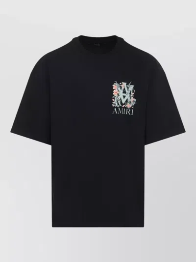 Amiri Crew Neck Short Sleeves Floral Graphic T-shirt In Black