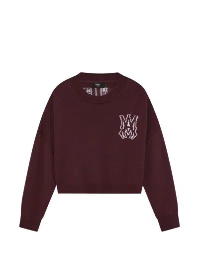Amiri Crew-neck Sweater In Burgundy