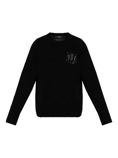 Amiri Crew Neck Sweater With Logo In Black