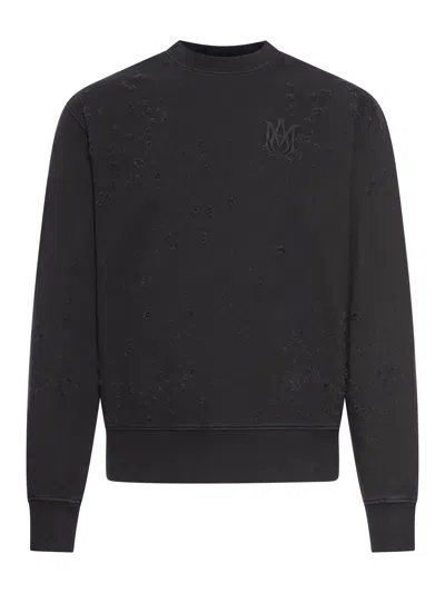 Amiri Crew Neck Sweatshirt With Destroyed Effect