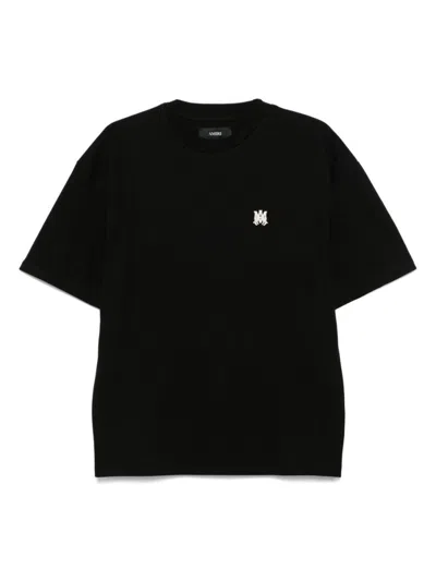 Amiri Black Crewneck T-shirt With Logo Embroidery On The Front In Cotton Man