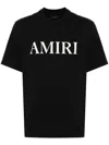 Amiri Black Crewneck T-shirt With Logo Lettering Print On The Front In Black