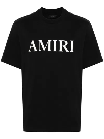 Amiri Crew Neck T-shirt With Rubberized Logo Detail In Black