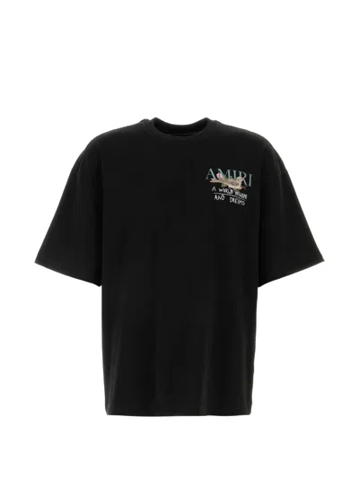 Amiri Crew Neck T-shirt With Chest And Back Print In Black
