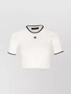 Amiri Crewneck Crop Top Contrast Trim In White