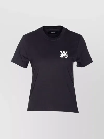 Amiri Crewneck Short Sleeves Straight Hem Logo Print In Black