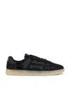 Amiri Pacific Bones Crocodile-effect Suede Sneakers In Black