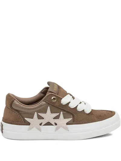 Amiri Croc-debossed Star Sneakers In Brown