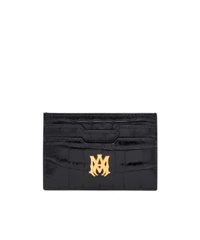 Amiri Croc Embossed Card Holder In Black