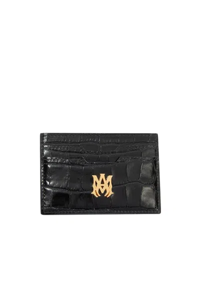 Amiri Croc Embossed Card Holder In Black