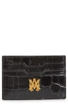 Amiri Croc Embossed Leather Card Holder In Black