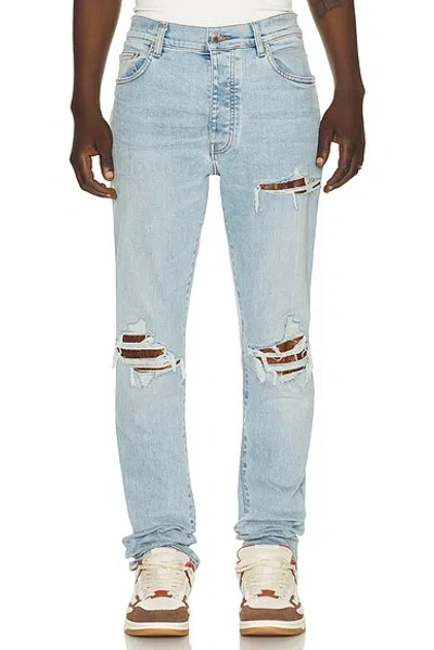 Amiri Croc Leather Mx1 Jean In Blue