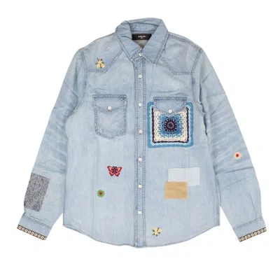 Amiri Embroidered Denim Shirt In Blue
