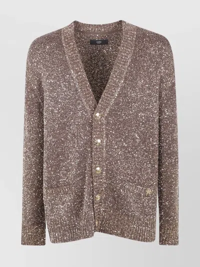 Amiri Crochet Cardigan Sequin Detail In Brown