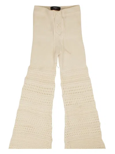 Amiri Crochet Flared Trousers In Neutrals