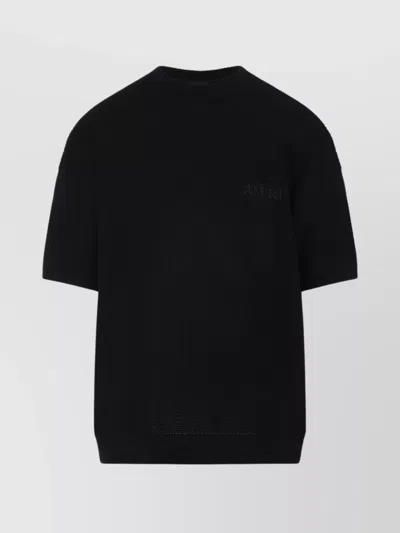 Amiri Crochet Knit Short Sleeve T-shirt In Black