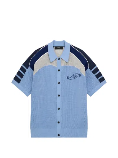 Amiri Crochet Mesh Sport Shirt In Blue