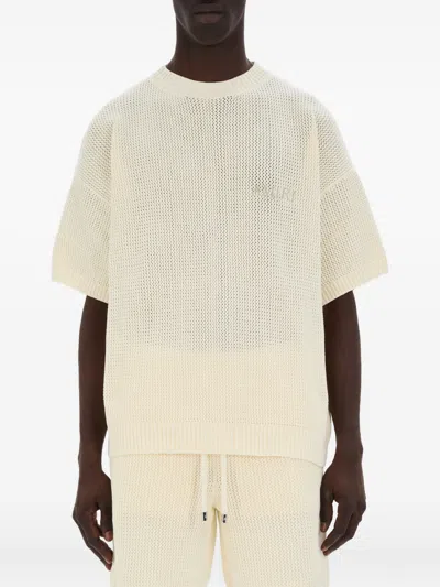 Amiri Crochet Mini Mesh T-shirt For Men In Neutral