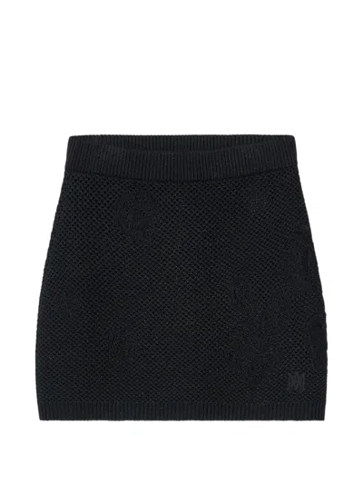 Amiri Crochet Mini Skirt In Black