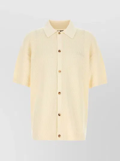 Amiri Crochet Shirt With Ribbed Cuffs And Hem In Yellow