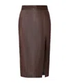 Amiri Crocodile-effect Leather Midi Skirt In Brown