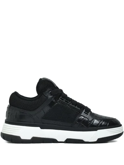 Amiri Crocodile-effect Mesh Lace-up Sneakers In Black