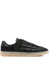Amiri Pacific Bones Crocodile-effect Suede Sneakers In Black